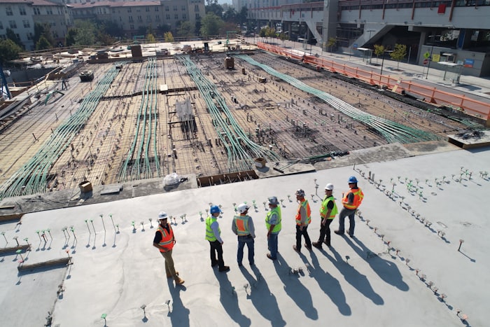 Aerial view of an active construction site