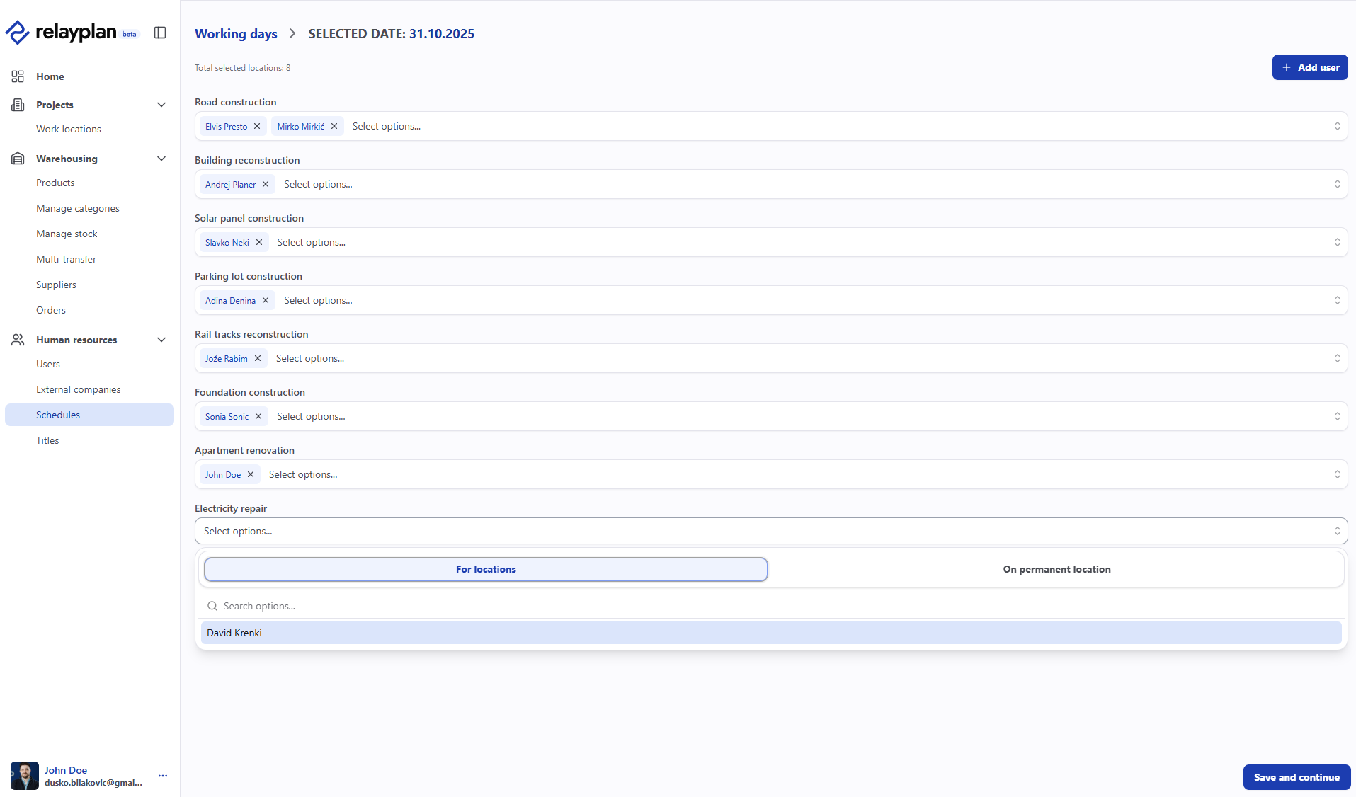 Editing assignments and schedules in RelayPlan